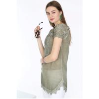 ETEĞİ VE YAKASI DANTELLİ  YARIM KOL BLUZ  MODEL 11