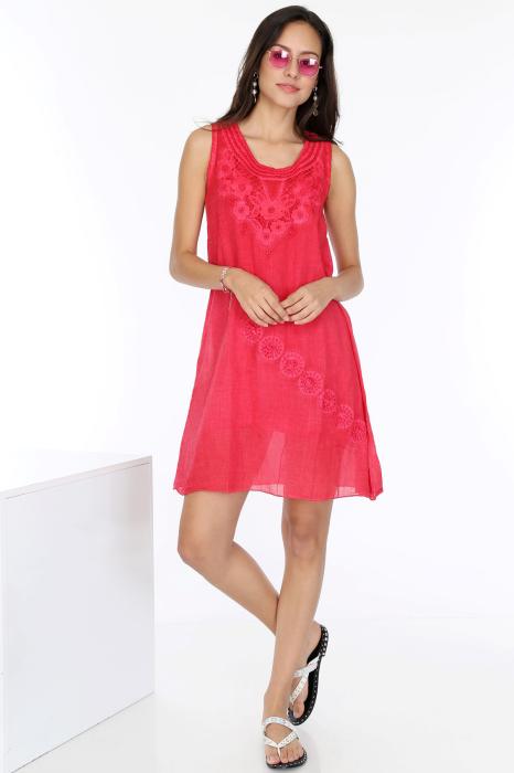 ÖNÜ DANTELLİ ETEĞİ ÇAPRAZ ÇİÇEK NAKIŞLI ELBİSE MODEL 04