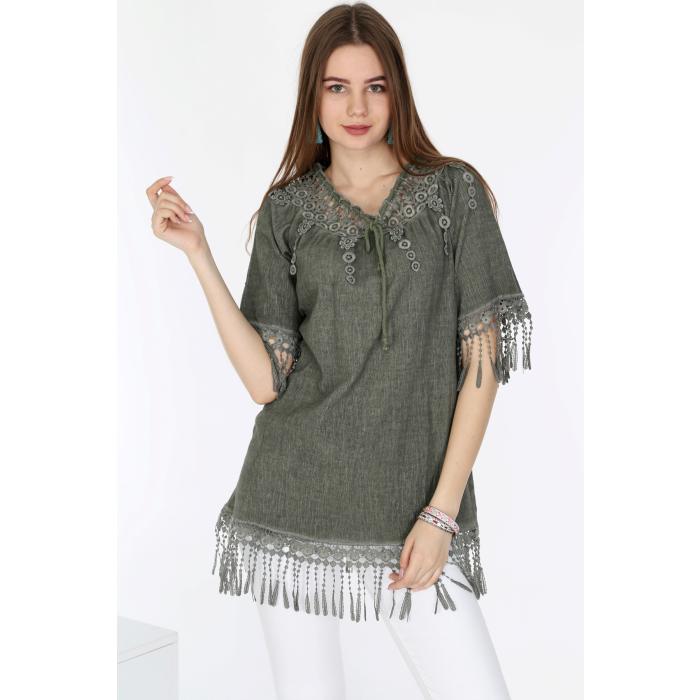 KOLLARI SARKIT DANTEL DETAYLI TUNİK MODEL 25
