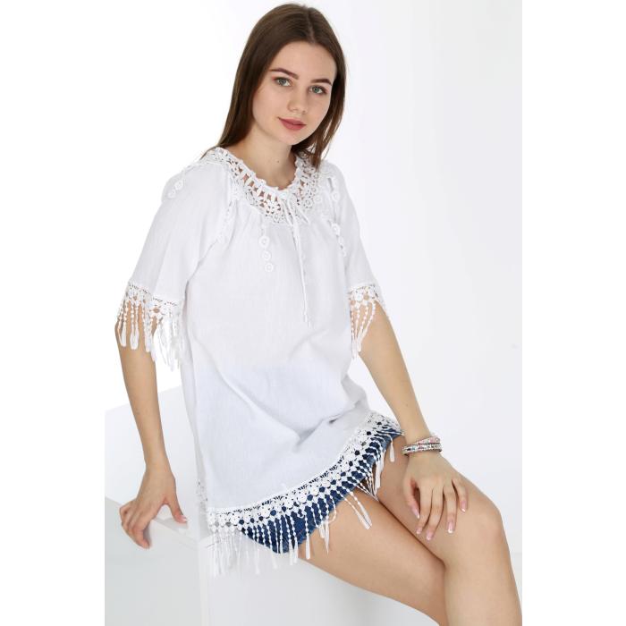 KOLLARI SARKIT DANTEL DETAYLI TUNİK MODEL 25