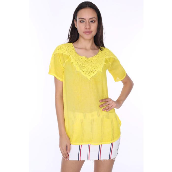 OMUZU VE ÖNÜ DANTELLİ SALAŞ BLUZ MODEL 56