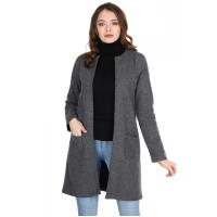DOKUMA KAŞE ÖNDEN CEPLİ UZUN CEKET